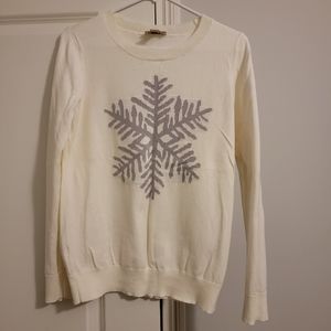 Cream sweater with gray snowflake, size medium, from Loft